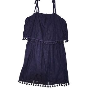 Xhilaration Blue Lace Dress with Tassel Trim